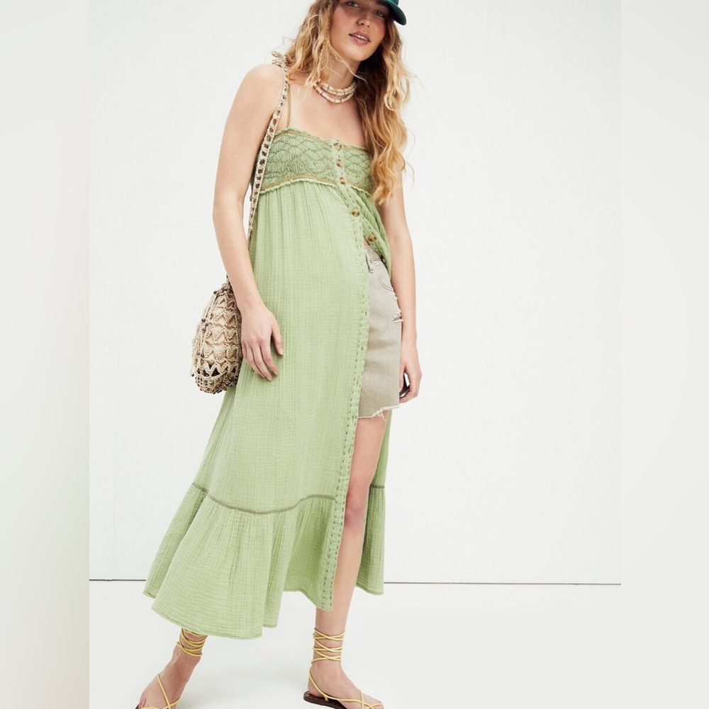 Free People Linda Jo Smocked Gauze Maxi Dress